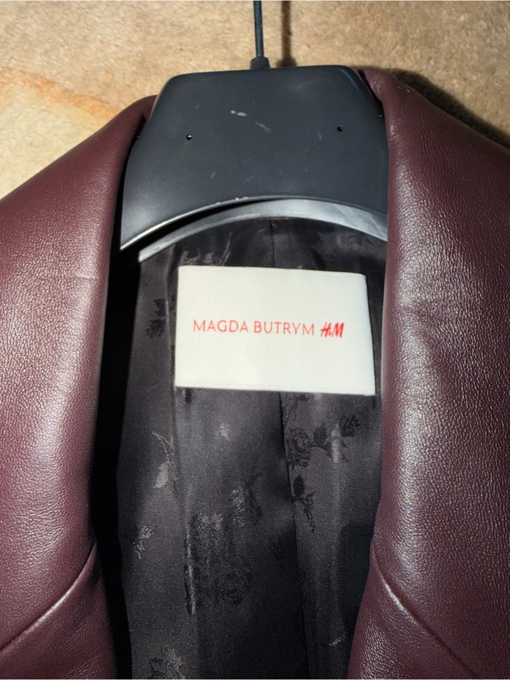 Magda Butrym HM Deep Burgundy Leather Tie-Belt Coat size small - Picture 11 of 13
